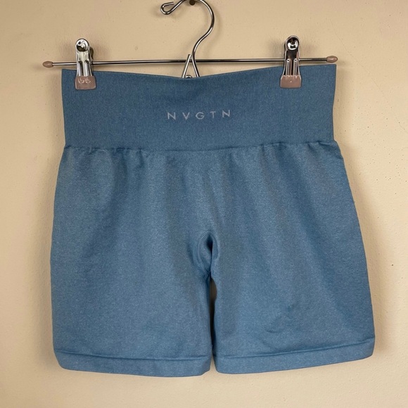 NVGTN Sky Blue Pro Seamless Shorts - Picture 3 of 7